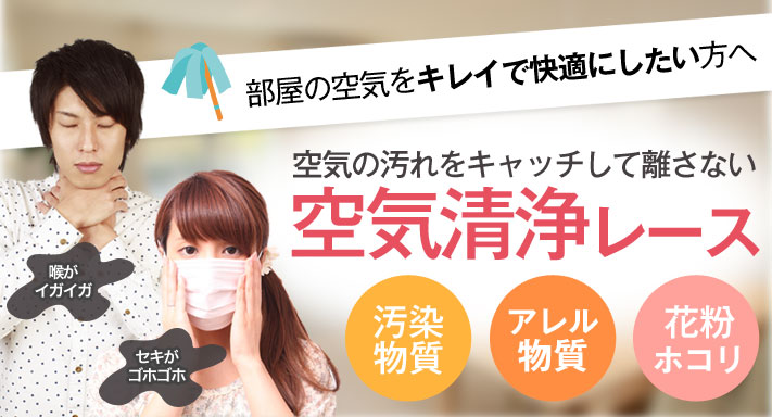 空気の汚れをキャッチして離さない空気清浄レース 空気の汚れをキャッチして離さない空気清浄レース