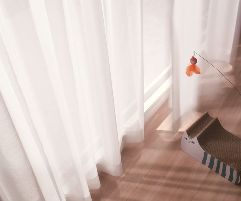 【猫】ひっかきに強いカーテン〜耐久性を向上させることで、ひっかきによる キズや毛玉の発生を軽減できます。