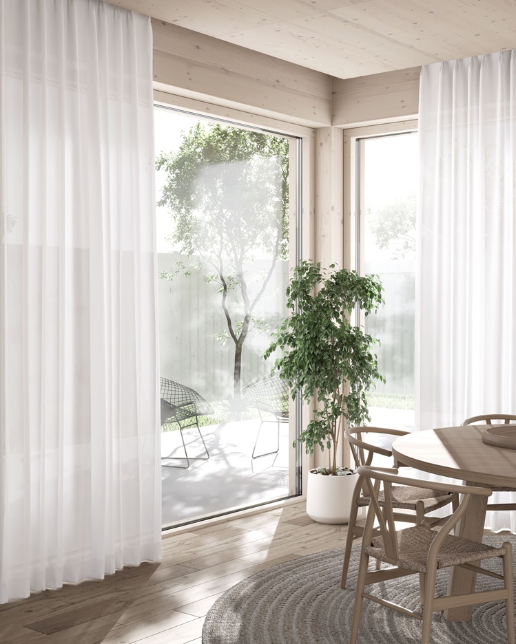 【シルエCFE1293】リサイクル糸を100%使用した多機能性3m幅の薄地カーテンのエコマーク取得商品。〜リサイクル糸を100%使用した多機能性3m幅の薄地カーテンのエコマーク取得商品。表面はマットでナチュラルな表情を持ちながら、裏面は光沢糸使用してミラーレース効果を生み、遮熱機能を付加しました。 他にも、遮像・ミラー・花粉キャッチ・UVカット等の機能を備えています。)防炎、ウォッシャブル、遮熱率29.3%、昼間外から見えにくいclass4の最高評価、UVカット率72.9%、エコマーク取得商品(再生糸使用)