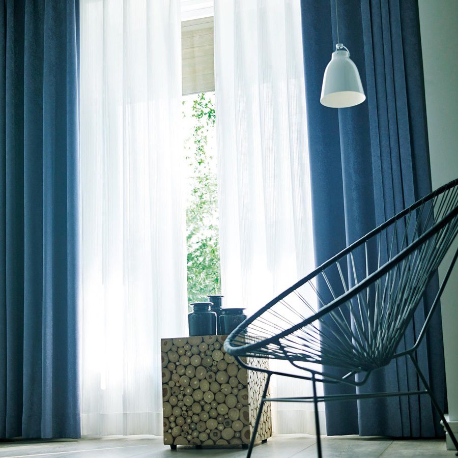 【WAVERON++】採光レース〜ストライプ柄の光を取り入れ拡散するレースカーテンです