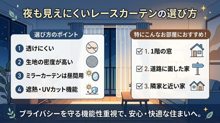 夜も見えないレースカーテンは「遮像機能」で選ぶ