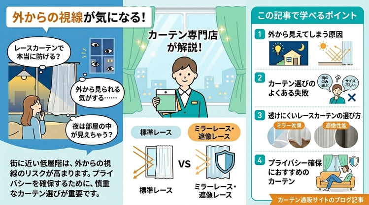 外から見えないレースカーテンの選び方