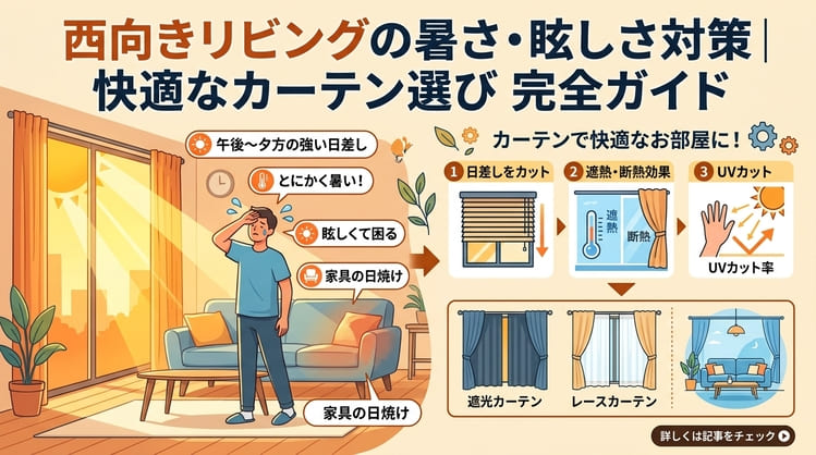 西向きリビングはカーテンで快適にできる