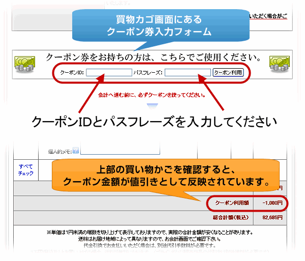 クーポン券の使い方